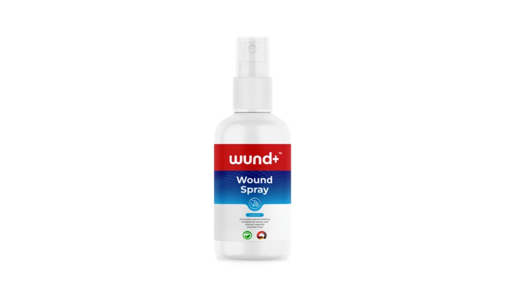 Botol wund+™ Wound Spray antiseptik praktis untuk perawatan luka.